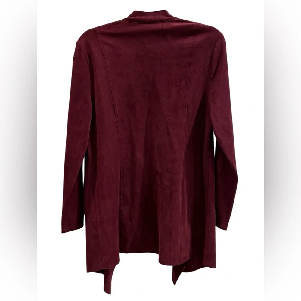 Chico's Faux Suede Open Front Burgundy Blazer/Jacket Size 0 - Picture 5 of 6
